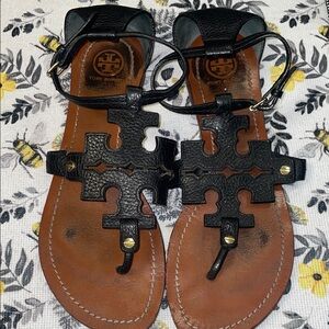 Tory Burch Black Leather Sandals